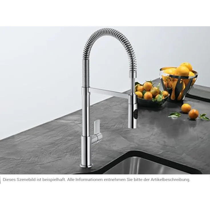 FRANKE Fox Pro Semi-Pro Brause Küchenarmatur, Hochdruck Chrom mit Jet-Auszugsbrause und Wasserspar-Kartusche – Bild 2