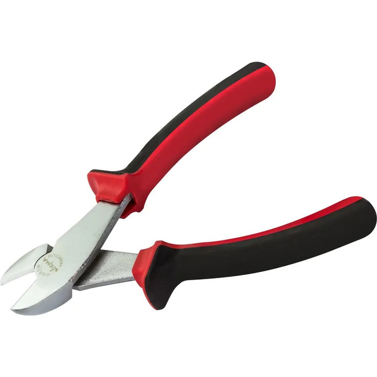 DEMA Kombizange Kraft-Seitenschneider 180 mm CR-V, Zange mit 2 Komponenten-Griffen, geradem Kopf und hochwertigem CRV-Stahl
