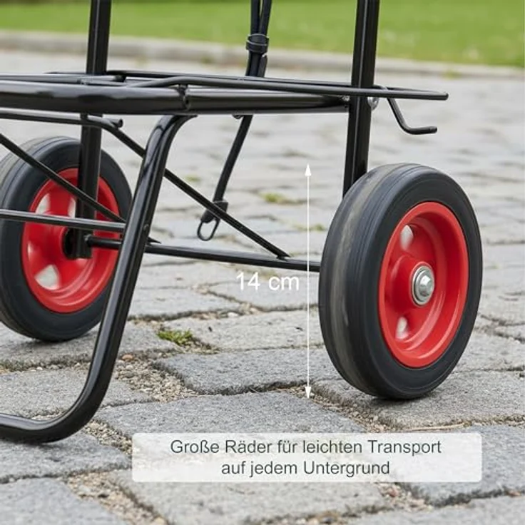 relaxdays Klappbare Sackkarre, Transportwagen mit pulverbeschichtetem Stahlrahmen, schwarz, 35 kg max. Traglast, inkl. 2 Spanngummis – Bild 6