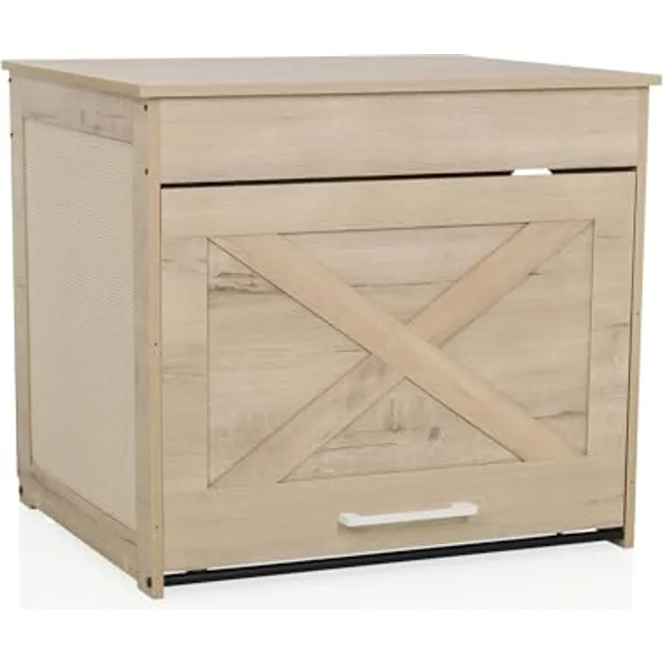 hjh LIVING Kitty Pawbox 1, Hundebett + Katzenbett im Landhausstil mit stabilem MDF-Material, integrierten Belüftungslöchern und Kratzbrett