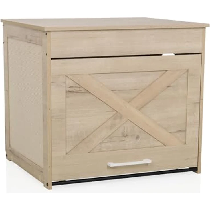 hjh LIVING Kitty Pawbox 1, Hundebett + Katzenbett im Landhausstil mit stabilem MDF-Material, integrierten Belüftungslöchern und Kratzbrett – Bild 1