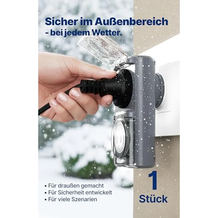 4smile Zeitschaltuhr für Aussenbereich, IP44 wetterfest mit 48 Schaltzeiten, Grau – Bild 2