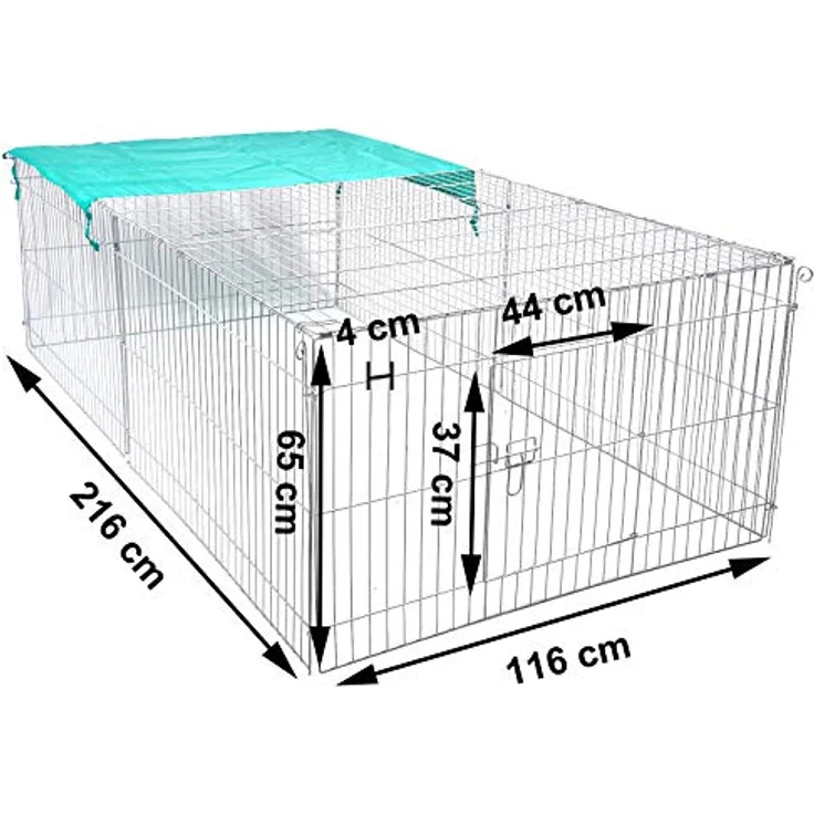 EUGAD Freigehege Kaninchen, Freilaufgehege Hasen mit Sonnenschutz, BHT 216x65x116cm 0002TSL – Bild 3