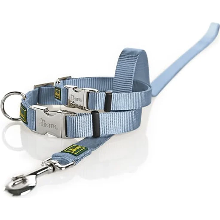 HUNTER Vario-Basic Halsband Aluminium Strong, Größe:M, Farbe:Rauchblau - Strapazierfähiges Hundehalsband für aktive Hunde – Bild 4