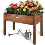 needs&wants® Growy3 Hochbeet aus Holz dunkel-braun, rechteckig schmal mit Vlies-Folie, Metall-Haken, 80 Liter Volumen
