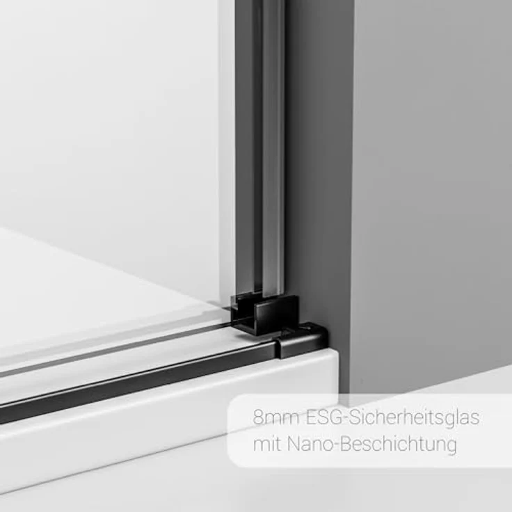 NEXTREND Nischendusche DX906 FLEX, Schiebetür mit Soft-Close, 8 mm Nano Echtglas, Schwarz matt, Breite wählbar (1400 mm) – Bild 2