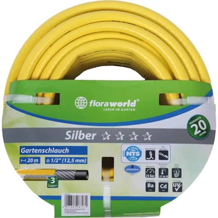 JUNG floraworld Gartenschlauch Silber3/4,50m,NTS-Gew,phtalat-frei