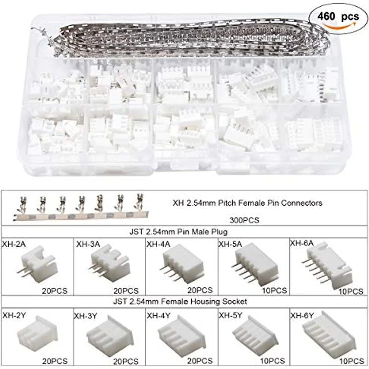 Preciva Crimpzange Dupont Stecker Set, 1550 pcs 2,54 mm Steckverbinder und Crimp Pins, 460 pcs JST-XH Kontakte, für Kabelquerschnitte 0,1-1 mm² – Bild 5