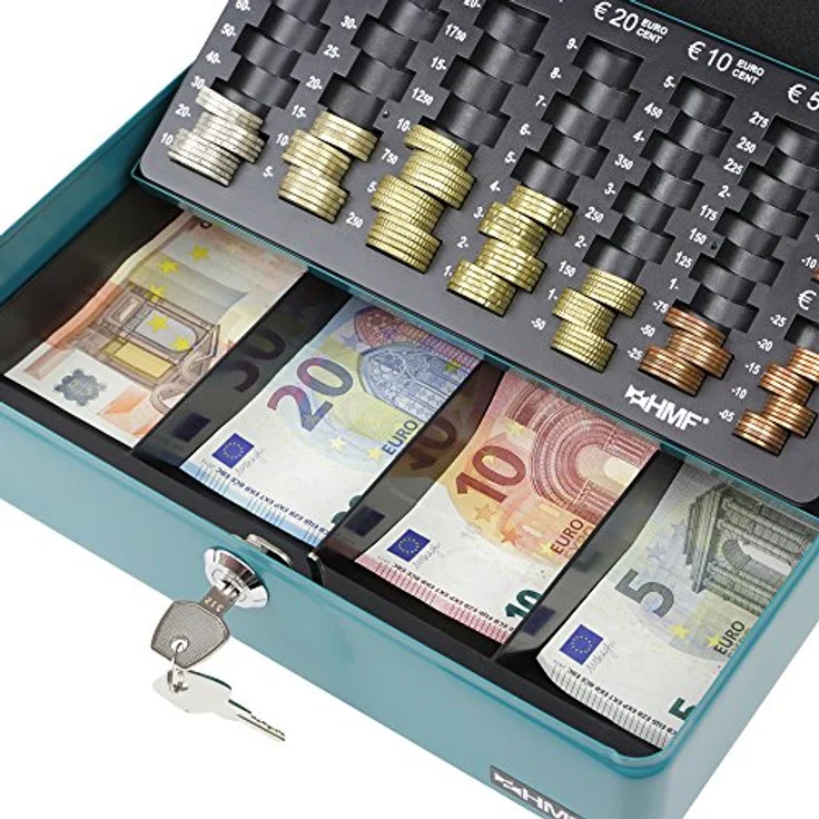 HMF 10015-24 Geldkassette Geldzählkassette 30 x 24 x 9 cm, Petrol – Bild 5