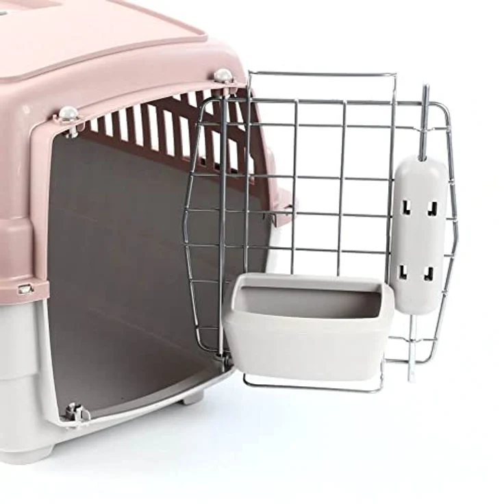 GarPet Hunde-Transportbox Transportbox IATA Flugbox Flugzeug Transport Box Hunde Katzen Gr. S, Grau/Altrosa kombiniert – Bild 3