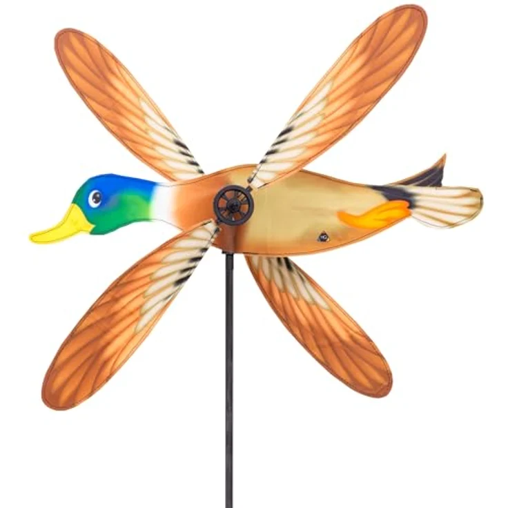 HQ Design Windspiration Paddle Spinner, UV-beständiges Wetterfestes Windspiel für Garten und Terrasse, inkl. Standstab (Duck) – Bild 1