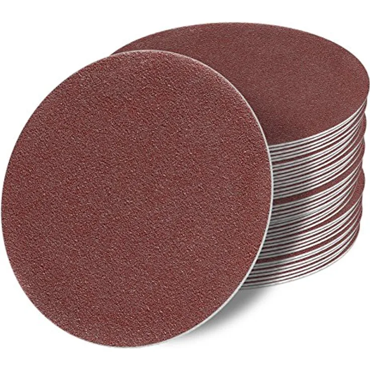 StickandShine 125 mm Schleifscheiben SET, 50 Stück ohne Loch, P150 P120 P100 P80 P60, rot, Klett Schleifpapier für Exzenter Multischleifer