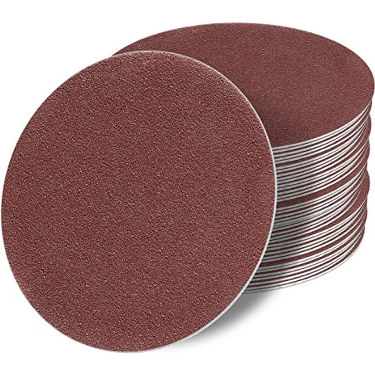 StickandShine 125 mm Schleifscheiben SET, 50 Stück ohne Loch, P150 P120 P100 P80 P60, rot, Klett Schleifpapier für Exzenter Multischleifer – Bild 1