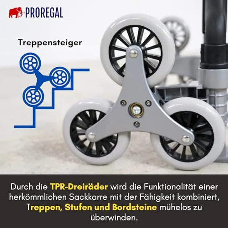 PROREGAL® Sackkarre ELEPHANT Traglast 250kg Alurahmen ergonomische Griffe Gummiräder – Bild 5