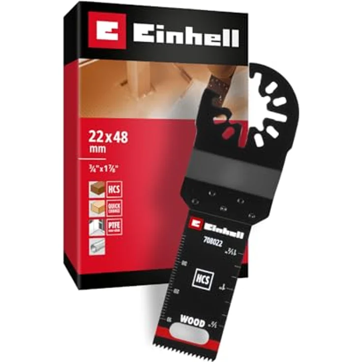 Einhell Tauchsägeblatt aus Kohlenstoffstahl, 48 mm Eintauchtiefe, mit PTFE-Finishing und Schnellwechselfunktion für Holzverarbeitung – Bild 1