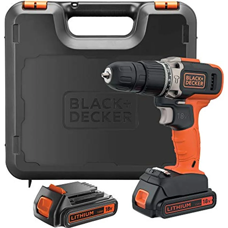 Black+Decker BCD003C2K-QW Hammerbohrer, 18 V, 21.000 ipm, inkl. 2 Lithium-Batterien, 1,3 Ah und Koffer – Bild 2