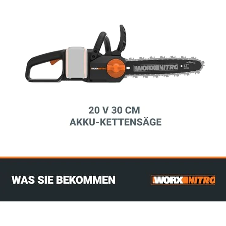 Worx Akku-Kettensäge WG350E.9 Nitro Profi, 30cm Schwertlänge, leistungsstarke Holzsäge, 10m/s – Bild 2