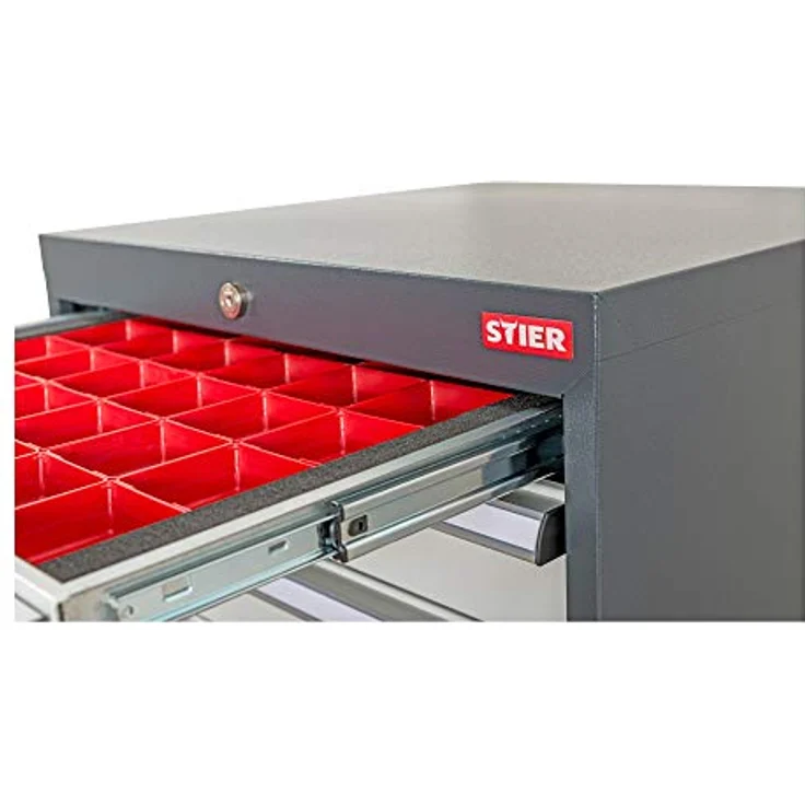 STIER Schubladeneinteilung Kleinteilekästen BLH 50 mm, Innenmaß 800x450 mm, 5 Fächer 150x150 mm – Bild 3