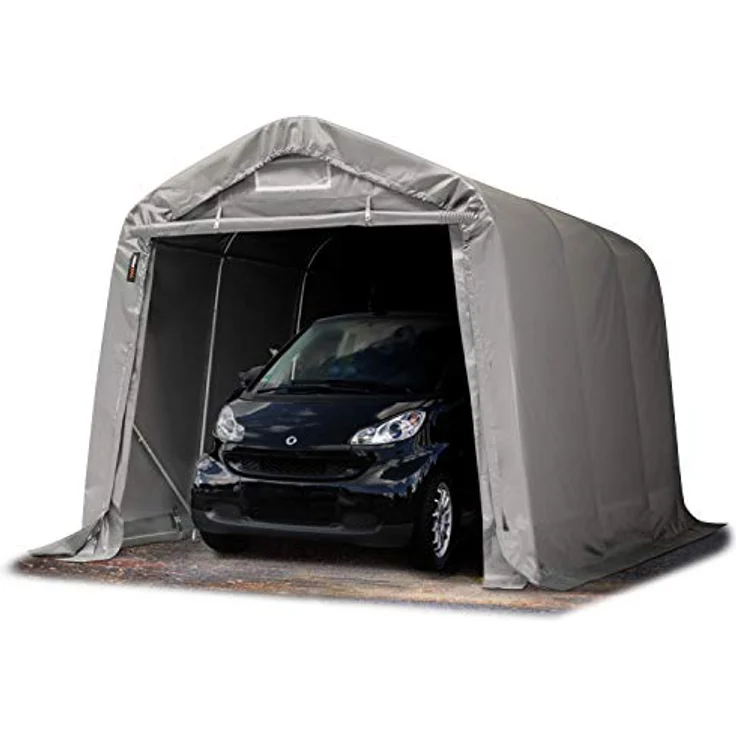 TOOLPORT Garagenzelt Carport 2,4 x 3,6 m, grau, wasserdichte PVC 800 N Plane und stabile Stahlrohrkonstruktion – Bild 1