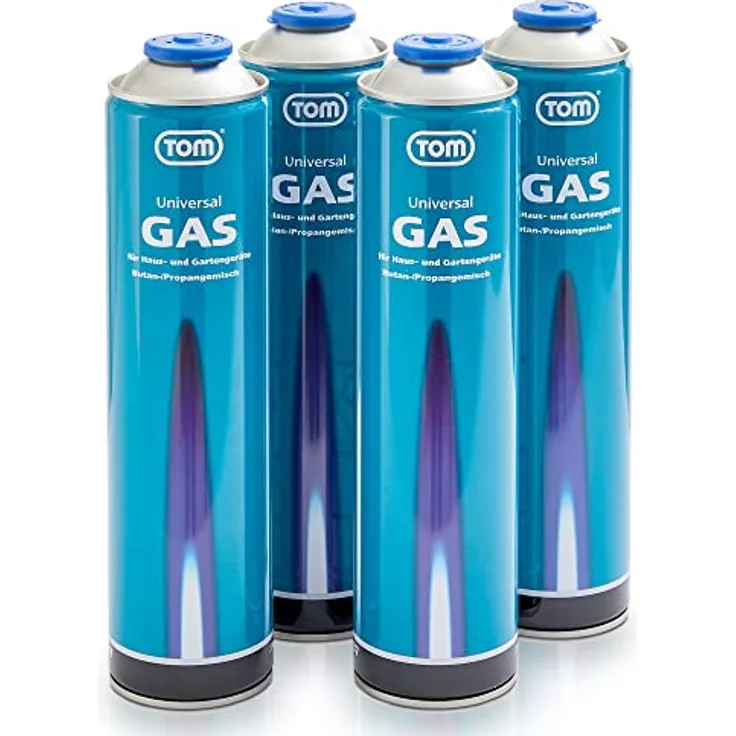 TOM Universalgas Kartuschen LG-600, 2 x 330 g Schraubkartuschen für Unkrautbrenner, Campingkocher & mehr