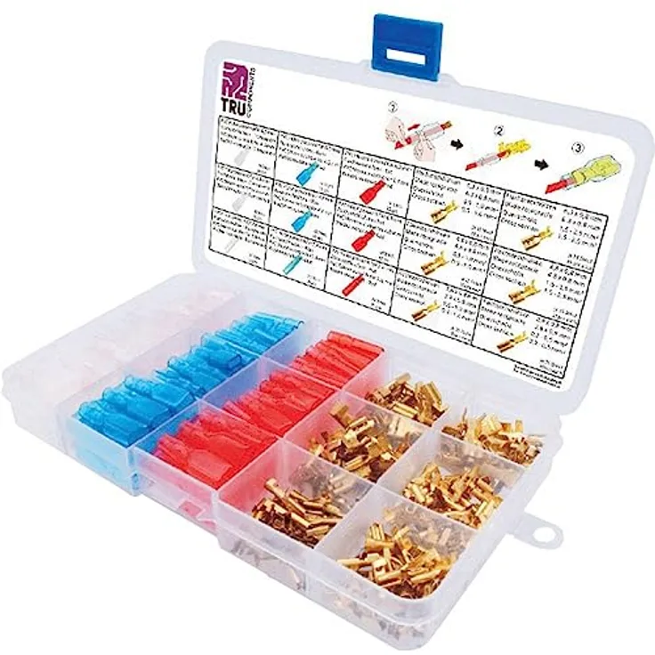 TRU Components T1711C001 Flachsteckhülsen-Sortiment, 320 Teile mit PVC-Isolierungen
