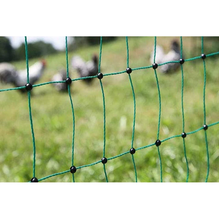 Kerbl Geflügelnetz, elektrifizierbar, L x H 25 m x 106 cm, grün, 9 Pfähle mit Doppelspitze, robuste Verarbeitung, feine Maschenstruktur – Bild 3
