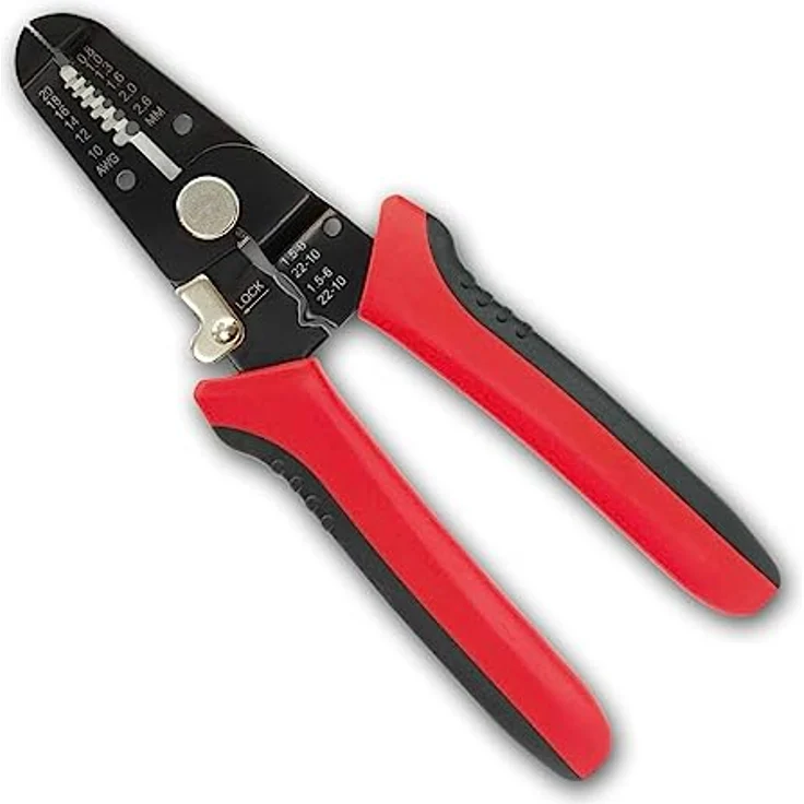 Sintron Kombi-Abisolierzange CWS1, 3in1 Zange zum Schneiden, Abisolieren und Crimpen, ergonomischer gummierter Griff, SK5 Carbonstahl – Bild 1