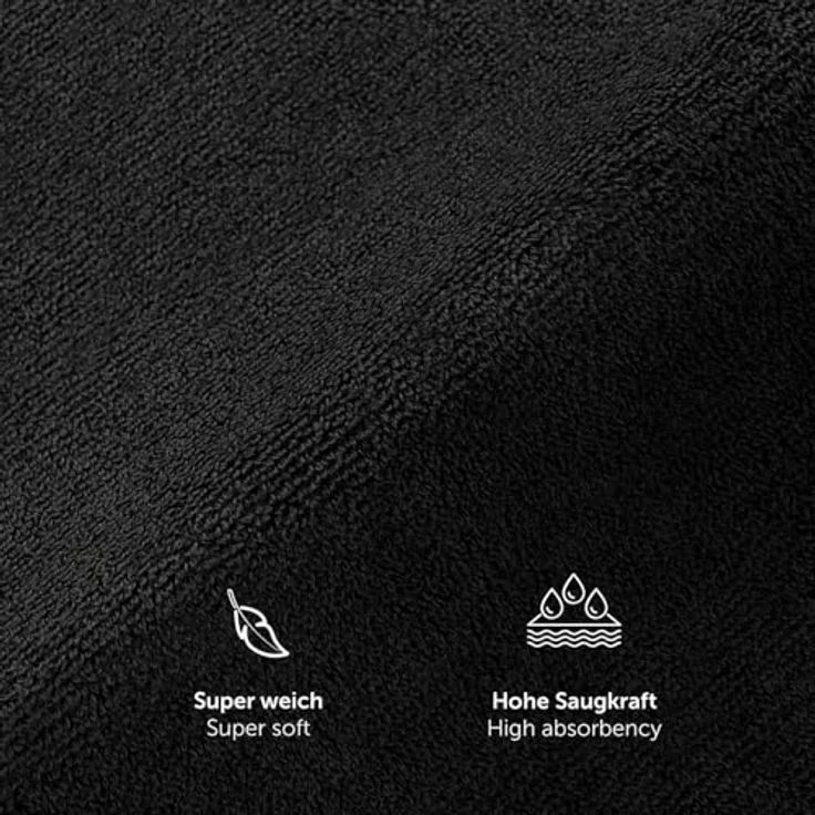 Blumtal Saunatuch, Schwarz, 80x200 cm, Oeko-Tex® Standard 100, 100% Baumwolle, 500 g/m², weich und formstabil – Bild 5
