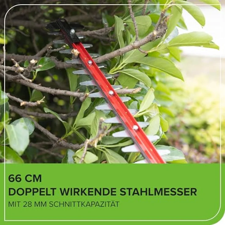 Greenworks Heckenschere, drahtlose Doppelmesser-Heckenschneider, 66 cm, bis 28 mm, 3400 SPM, ohne Akku – Bild 8