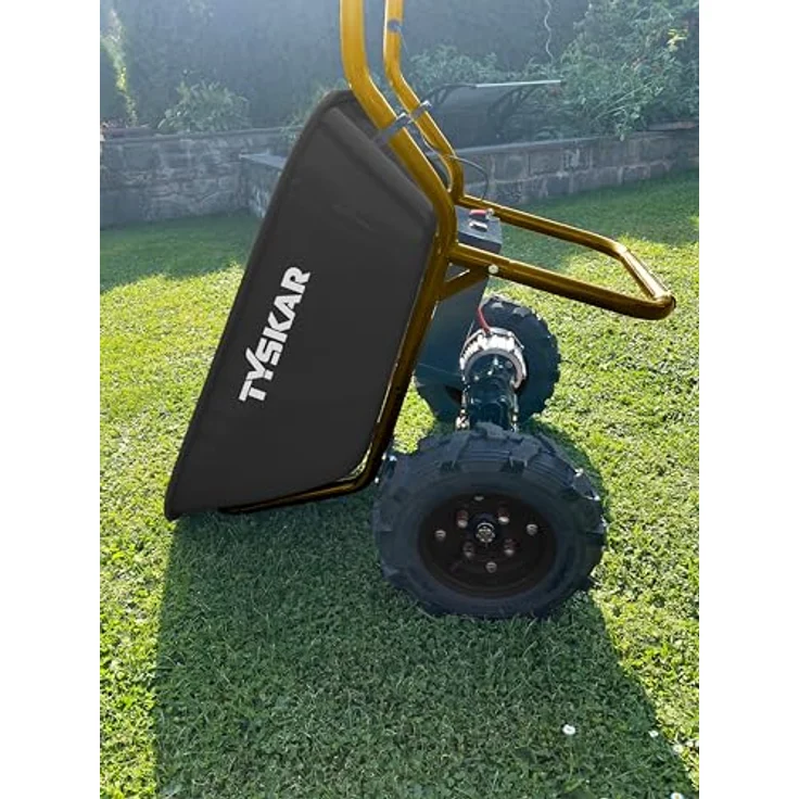 Tyskar Akku Schubkarre ESK260TWIN, Doppelachser mit 500 Watt Motor, 100L Wanne, max. 260kg Tragkraft, 24V Akku – Bild 2