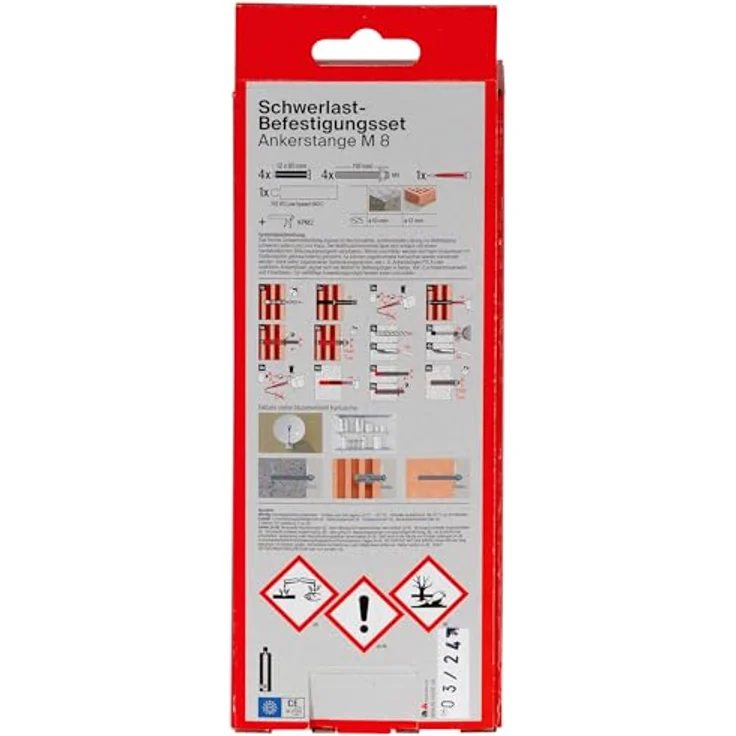 fischer Schwerlast-Befestigungsset Ankerstange M8 - Der vielseitige Injektionsmörtel für Beton und Mauewerk - Set mit Ankerstangen M 8 und Ankerhülsen - 14 Teile - Art.-Nr. 536669 – Bild 3