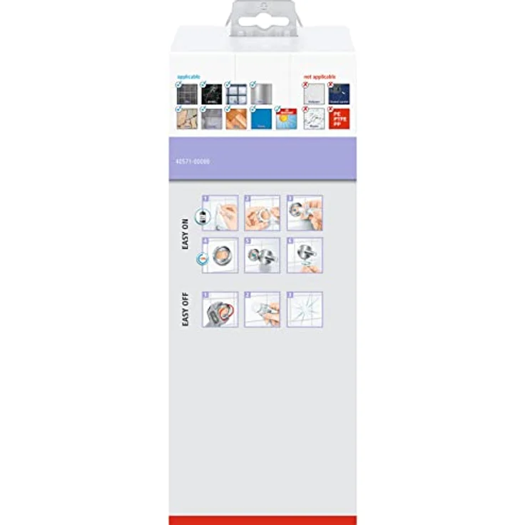 tesa MOON WHITE WC-Garnitur, Set mit Halter & WC-Bürste, matt weiß, satiniertes Glas - für Bäder im Industrial Style und moderne Badezimmer - bohrfrei, inkl. Klebelösung - 379 mm x 112 mm x 145 mm – Bild 4