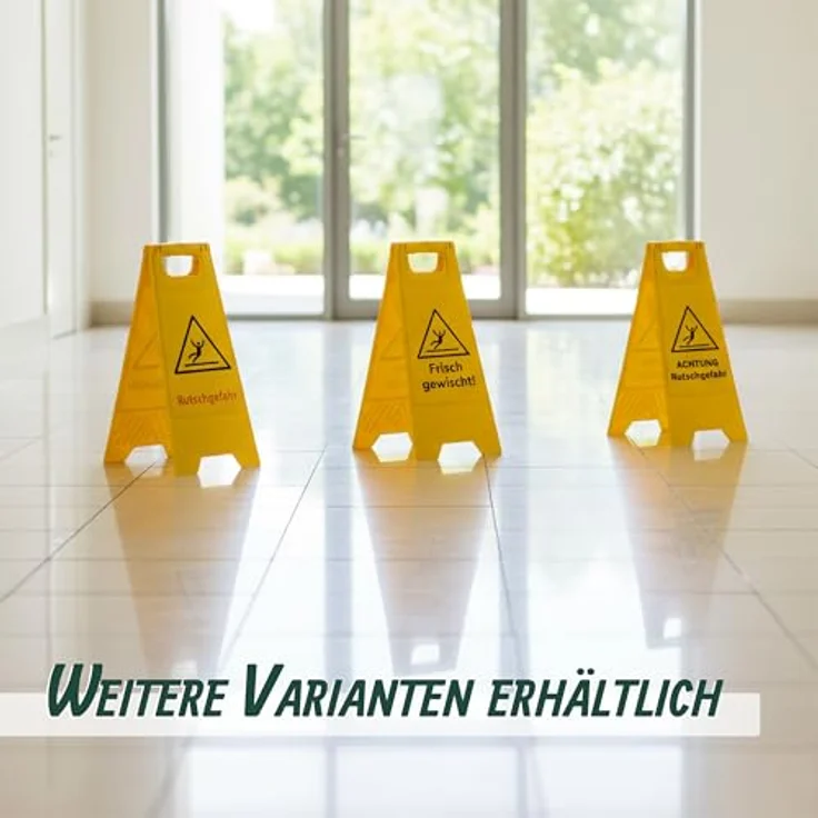 Relaxdays Achtung Rutschgefahr Aufsteller, 3er Set, klappbar, beidseitig beschriftet, gelb, Kunststoff-Warnschild – Bild 5