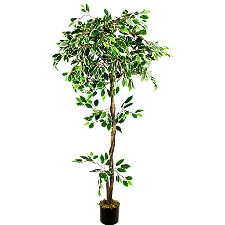 Decovego Kunstpflanze Künstliche Pflanze Benjamin Ficus 160 cm Plastik Pflanzen Zimmerpflanze wie Echt Innendekoration – Bild 2