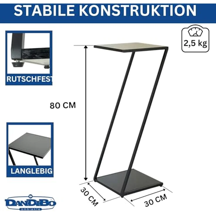 DanDiBo Blumenständer Metall Z-Form, 80 cm, schwarz, stabil und platzsparend, höhenverstellbare Gummifüße – Bild 2