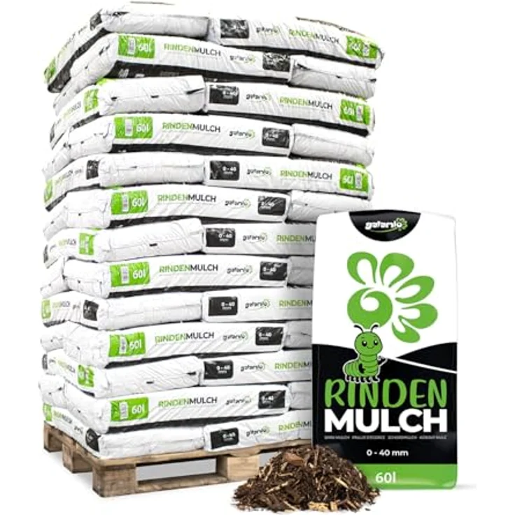 GALAMIO Rindenmulch 1-40 mm, 100 % reine Baumrinde, 1 Palette (39 x 60 l Sack / 2340 l) – Bild 1