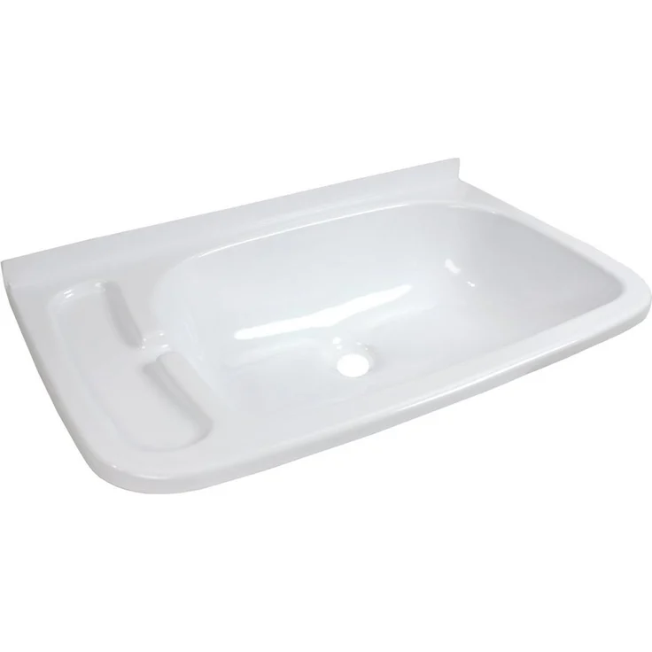 Comet Waschbecken Einlegemulde Wohnmobil Wohnwagen Caravan Camping Boot, rechteckig mit Ablage, Polystyrol Kunststoff, weiß glänzend