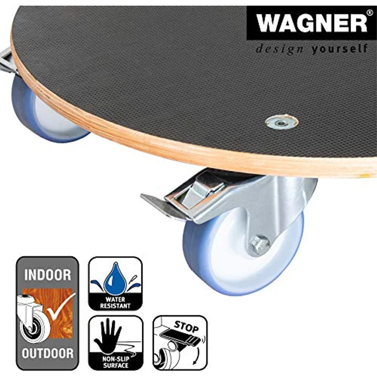 WAGNER Pflanzenroller MAXIGRIP Ø 58 x 14,5 cm I Transporthilfe & Pflanzenroller f. Außenbereich+Innenbereich I Transportroller Holz I 2 Total-Feststeller I Tragkraft 300 kg I Made in Germany -20116801 – Bild 5