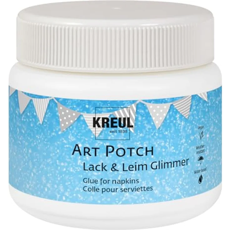 KREUL ART POTCH Glimmer Servietten-Kleber, 150 ml, transparenter Wasserbasis-Kleber für kreative Projekte – Bild 1
