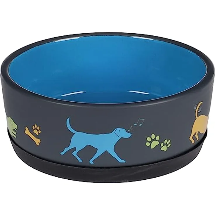 Futter- und Wassernapf für Hunde Cori, Keramik, blau, rund, rutschfest, 500 ml, 14 x 5,5 cm