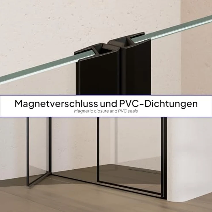i-flair Duschtür 70-73 cm, Höhe: 180 cm, aus 6 mm durchsichtigem Sicherheitsglas mit magnetischer Dichtung und Nano-Beschichtung – Bild 8