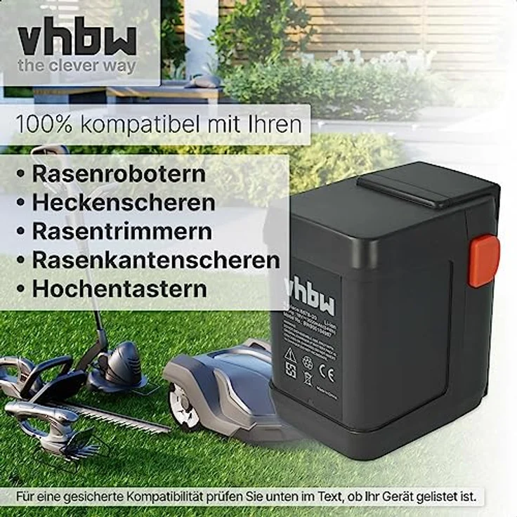 vhbw Akku passend für Gardena Turbotrimmer AccuCut 400 Li & AccuCut 450 Li, 8840, 8841 ersetzt 8835, 8835-20, 8839, 8839-20 - (Li-Ion, 3000mAh, 18V) – Bild 3