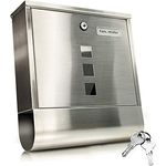 TÄGA 2210 Design Briefkasten Edelstahl mit Zeitungsfach I 3 Sichtfenster I Platz für Namensschild I abschließbar, 2 Schlüssel inkl. I einfacher Anbau inkl. Befestigungsmaterial