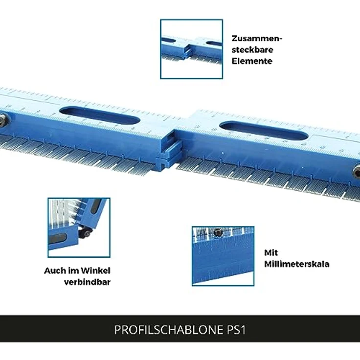 hedue® Profilschablone PS1, Konturenlehre mit Verbindungsgelenk im 2er Set (2 x 20 cm), Laminat Werkzeug, Schablone für Fliesen – Bild 3