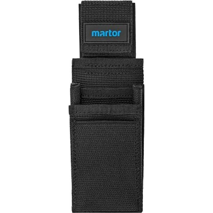 MARTOR Gürteltasche L, Tasche mit 5 Fächern für Cuttermesser und Werkzeug, mit Clip & Klettverschluss, Nylon, Schwarz
