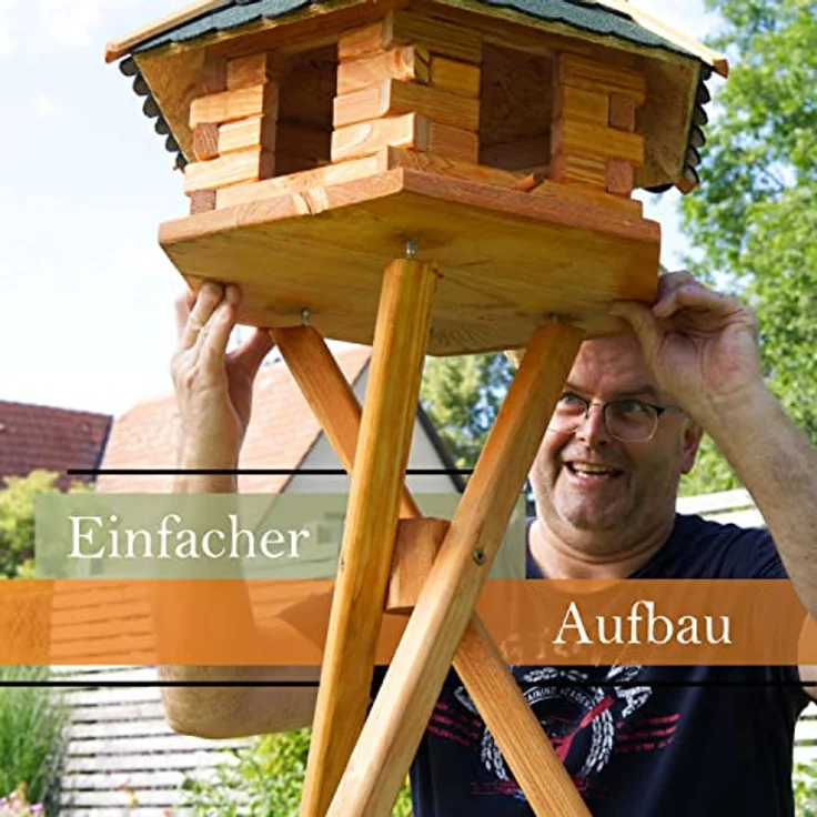Deko-Shop-Hannusch Vogelhaus XXL Futterhaus mit Solarbeleuchtung in Grün, Vogelfutterhaus mit Futtersilo – Bild 3