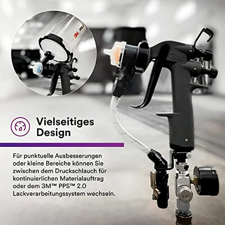 3M Performance Spray Gun 26832, Hochleistungs-Lackierpistole, Lackspritzpistole, Farbspritzpistole, Sprühpistole zum Lackieren, Druckluftanwendung, HVLP, 1 Stück – Bild 2