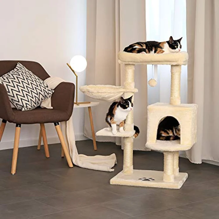 lionto Kratzbaum Kletterbaum Katzenkratzbaum Katzenbaum Höhe 93 cm, beige – Bild 3