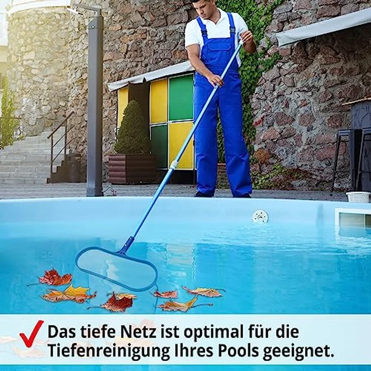 HECHT Pool Kescher 060308 mit Teleskopstange, Aluminium, 1,9 m - 3,6 m ausziehbar, 39,5 x 14,5 cm Netz, ideal für große Pools – Bild 5