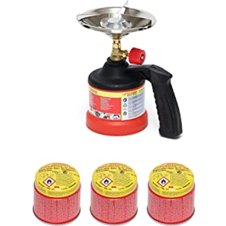 ROTHENBERGER Industrial Scout Campingkocher, inklusive 3x C200 Supergas Stechkartusche mit Gas Lock System, leicht und kompakt – Bild 1